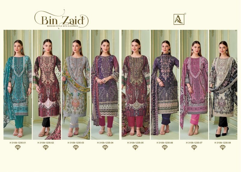 Zaid By Alok Cambric Cotton Printed Embroidery Dress Material 